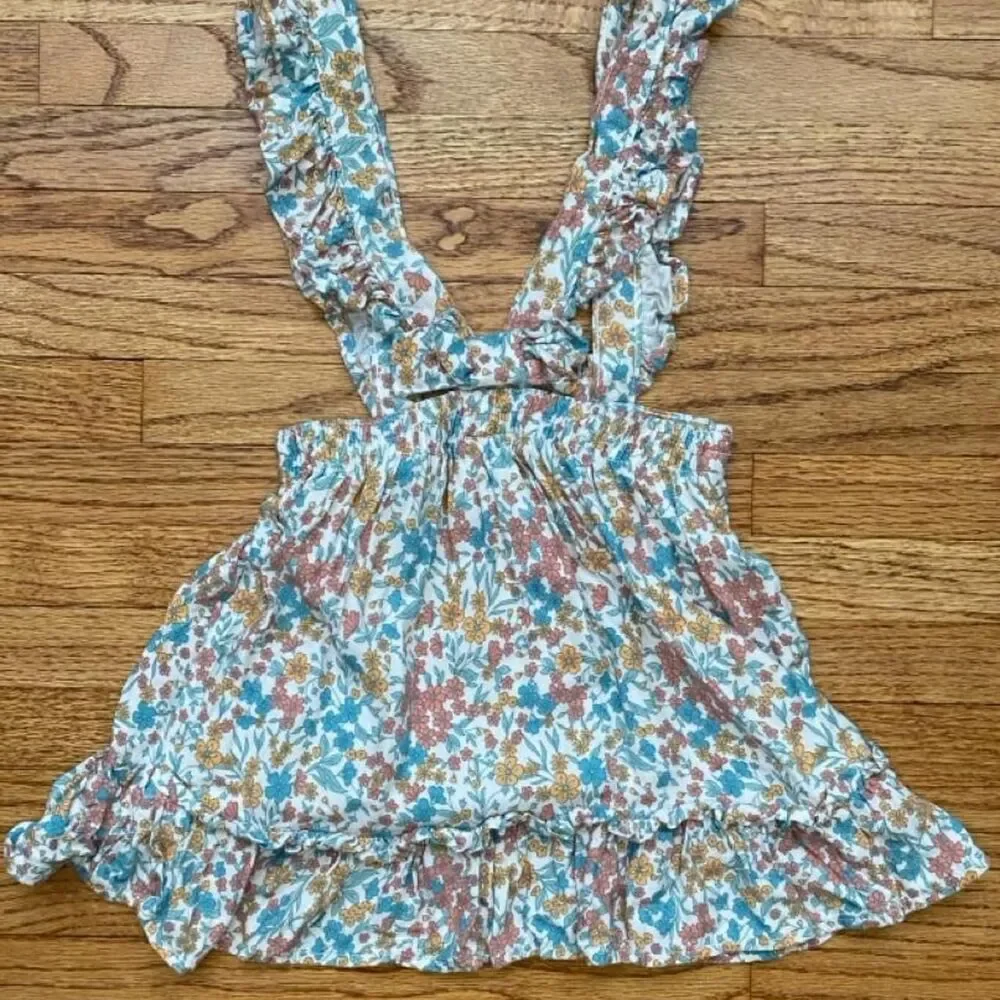 Wonder Nation Girls Floral Pinafore Jumper 18M Ruffle Suspender Skirt